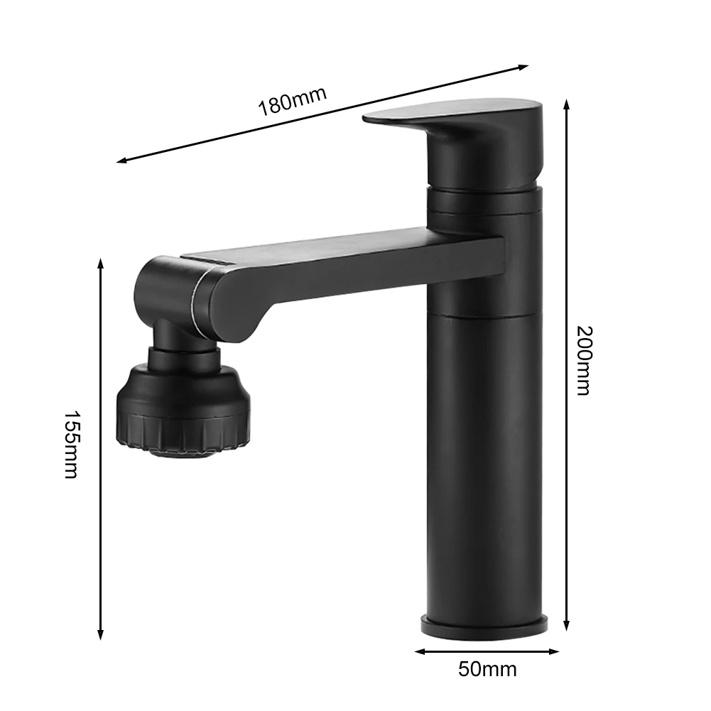 

Multifunctional Single Hole Rotating Bathroom Toilet Faucet Sink Basin Hot Cold Water Mixer Wash Tap Kitchen Accessories Black