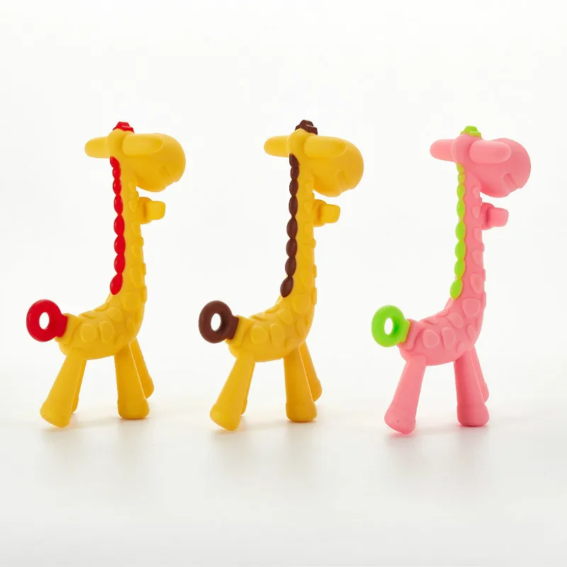 Baby deer teether baby molar rod giraffe full silicone toy bite fun play mouth | Мать и ребенок