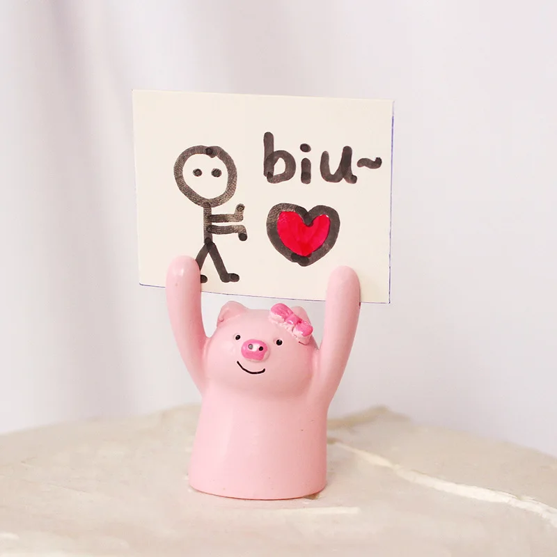 Мультфильм Розовая Свинья Торт Топперы с держателями карт Мини Копилка фигурки