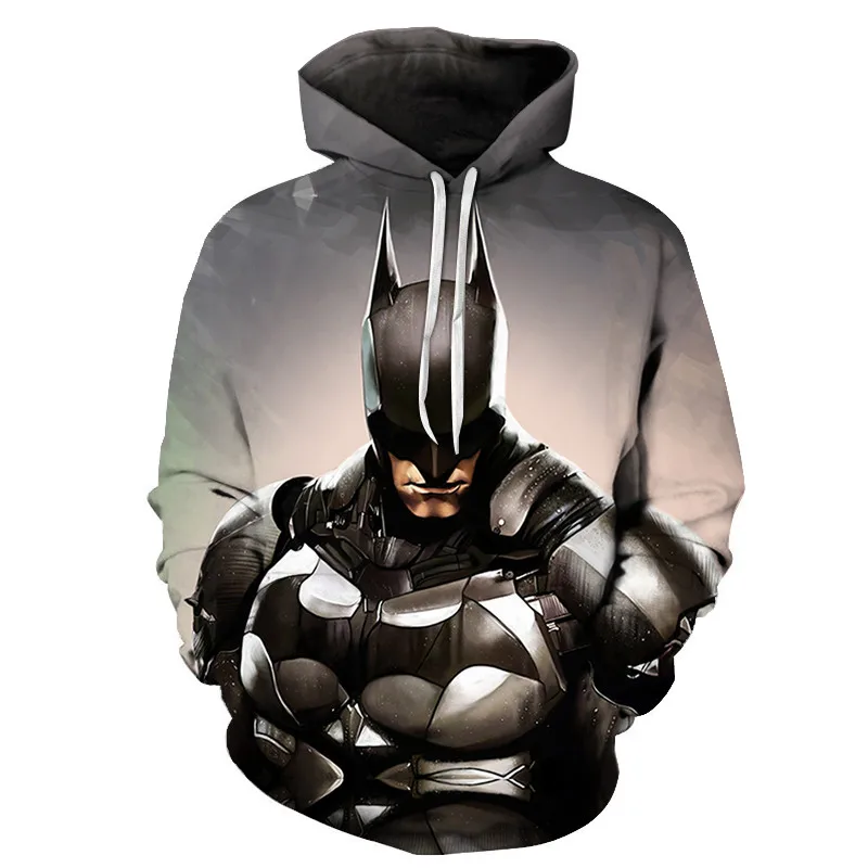 2019 New Batman 3D Print Casual Hoodies Super Hero Cartoon Sweatshirt With Cap Comics Men Zipper Clothing Autumn fashion | Мужская