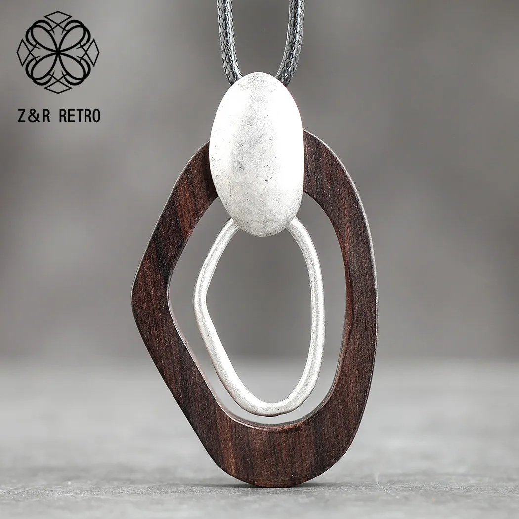 2019 простая деревянная подвеска для ожерелья винтажная цепочка свитера женщин