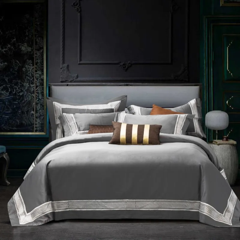 

2019 Luxury 1000TC Egyptian Cotton Bedding Set Queen/king Size Bed Set 4pcs Embroidery Duvet Cover Pillowcase Set Bedsheet Sets