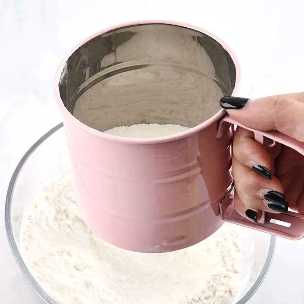 

Handheld Stainless Steel Flour Sifter Powder Icing Sugar Shaker Mesh Crank Flour Sieve Cup Baking Tools tamizador de harina D15