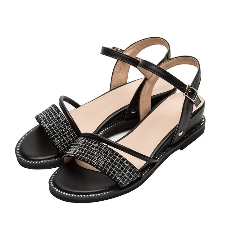 

Buckle Comfort Shoes for Women Luxury Sandals All-Match Summer Heels Suit Female Beige Open Toe Fashion Spring Low Girls 2021 Ne