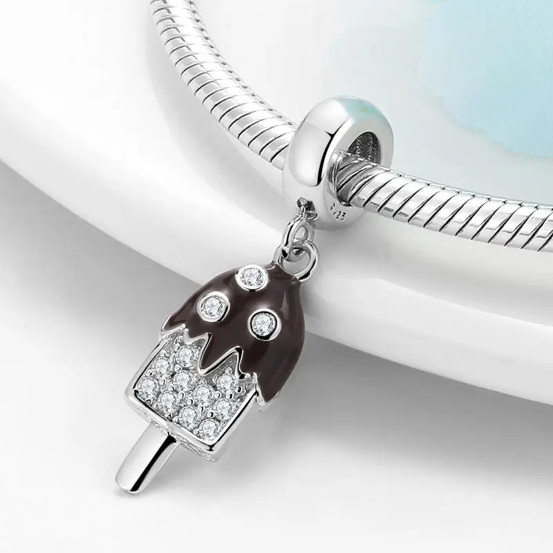 Натуральная 925 пробы серебро мороженое автолавка Подвески драгоценные бусины