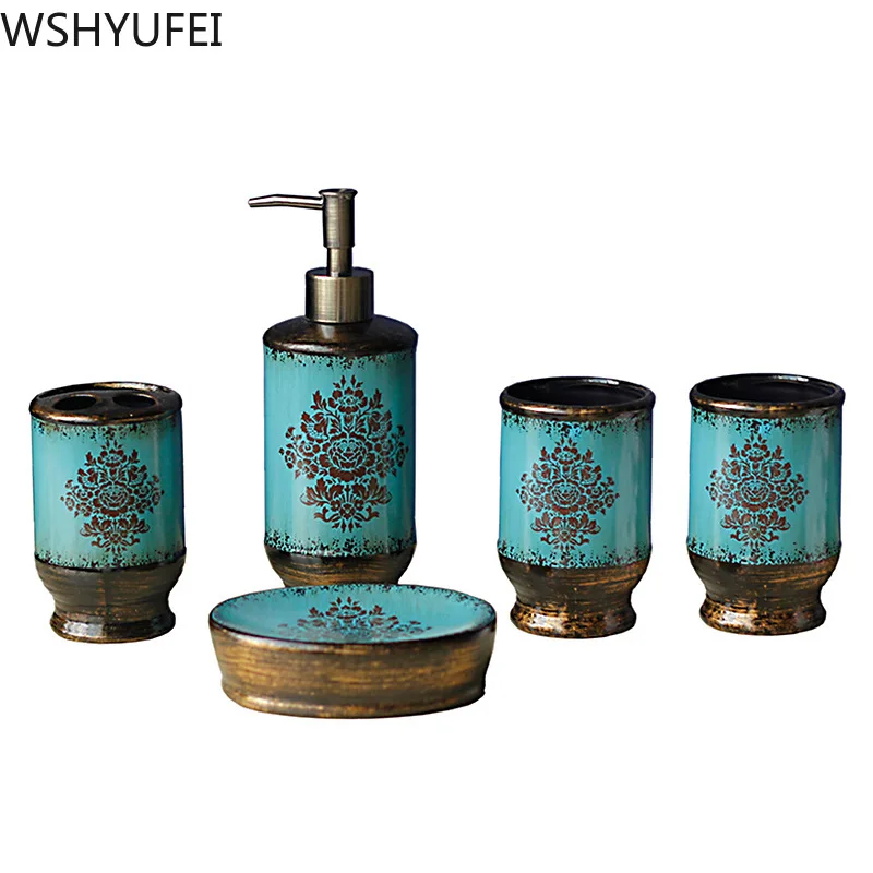 5 шт \ лот керамический набор для умывания Модные Окрашенные ремесла парные