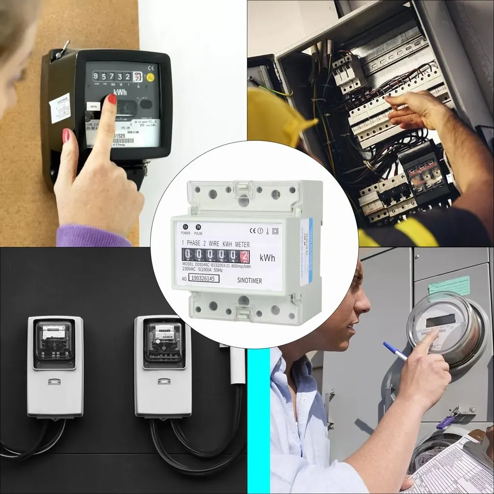 

SINOTIMER DDS546C 5 (100) A 230VAC 50 / 60Hz Single Phase Analog Power Meter Electric Power Meter Household Electric Din Rail