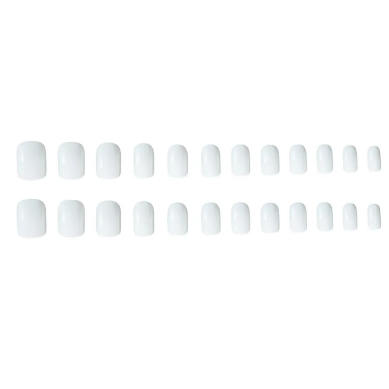 24 шт. накладные ногти для девочек новинка чистый белый короткий абзац Круглый