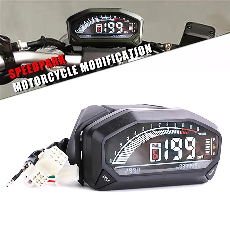 

Motorcycle Speedometer Universal 6-Gear Motorcycle LCD Display Dashboard Multifunctional Screen Display Instrument