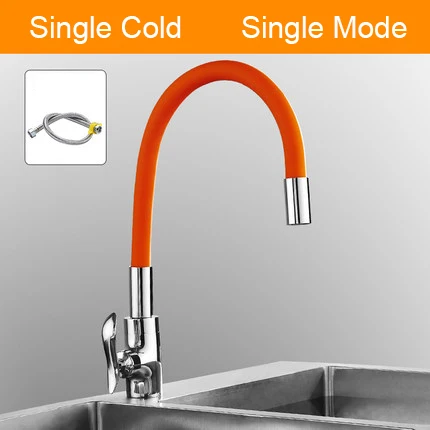 Senlesen Single Cold& Mixer Water Kitchen Faucet Silica Gel Nose Any Direction Rotating Torneira Cozinha Single Handle Tap - Цвет: cold 1-way