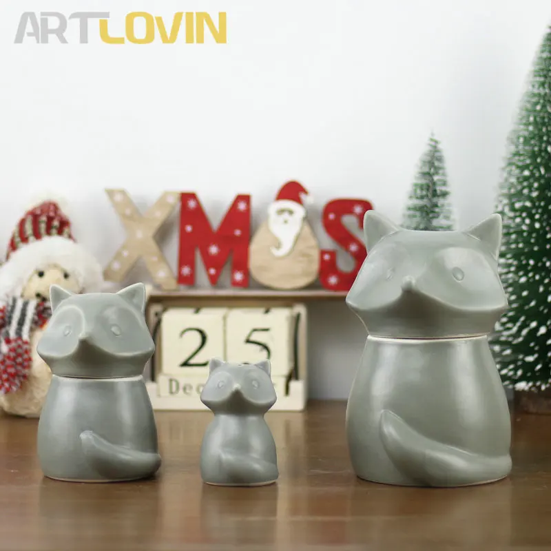 

Nice Cute Fox Toothpick Holder Home Decorative Figurines Fox Figure Ceramic Jars Animal Miniatures Crafts Matt Color New Arrival