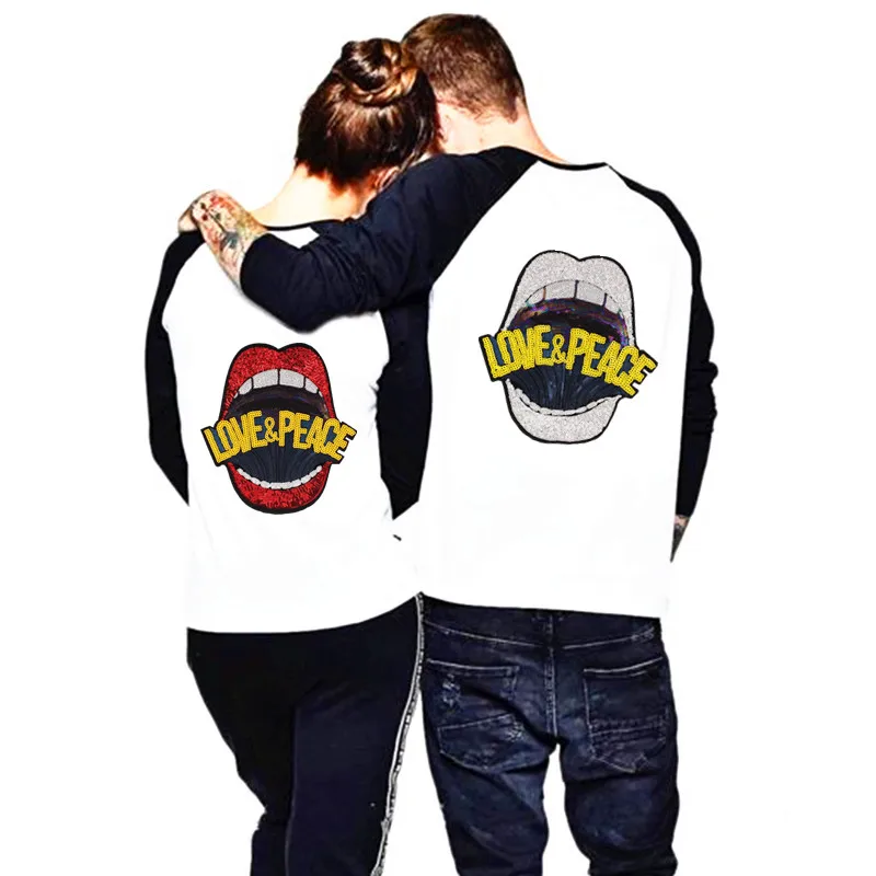 Нашивка с большими блестками LOVE &amp PEACE рождественский подарок нашивки для одежды