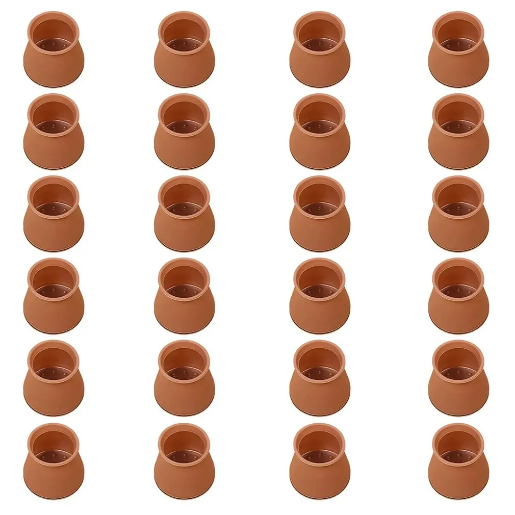 

24 PCS Brown Color Chair Leg Caps With Felt Bottom Round Silicone Chair Leg Covers For Mute Furniture Moving