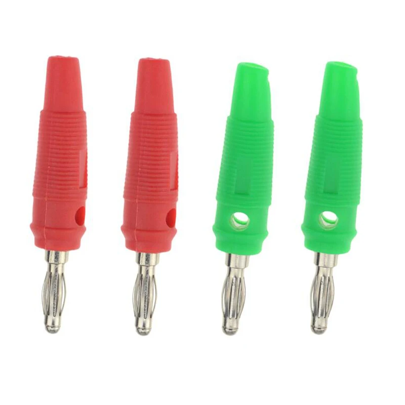 2pcs RED 2pcs GREEN 4 шт. 4 мм Аудио вилка штекерного типа динамика посеребренные соединители красный черный зеленый желтый синий - Цвет: 2pcs RED 2pcs GREEN