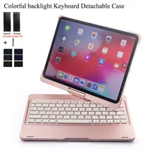 For iPad 10.2 2019 8 Th 2020 Rotate Colorful Backlight Wireless Bluetooth Keyboard Case Cover Aluminum Alloy Fundas