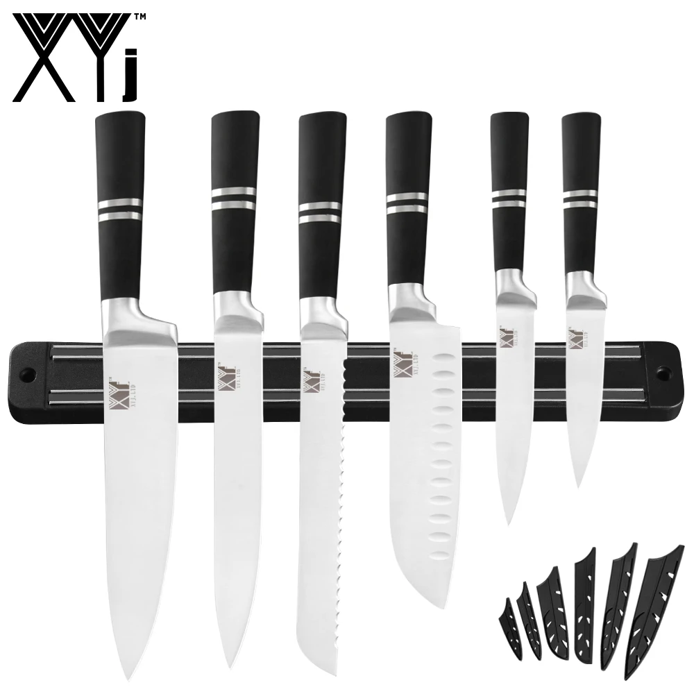 B.7pcs set XYj кухонные ножи из нержавеющей стали 7 шт набор Нескользящая ручка нож шеф-повара Сумка КРЫШКА Мясо Фрукты отель кухонные принадлежности - Цвет: B.7pcs set