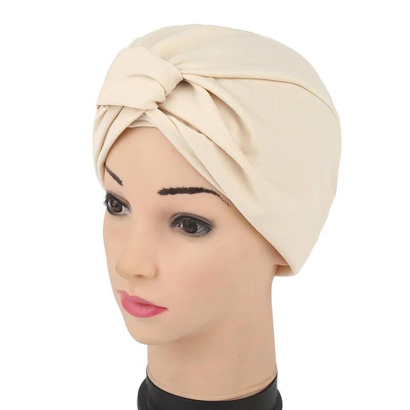 

CharmGo Muslim Ladies Elastic Solid Color Turban Hat Anti-cancer Chemotherapy Monochrome Turban Hat Men And Women Turban Hat