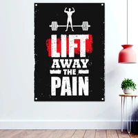 lift away the pain gym inspirational quote poster wallpaper hanging painting wall art yoga fitness sports workout banner flag