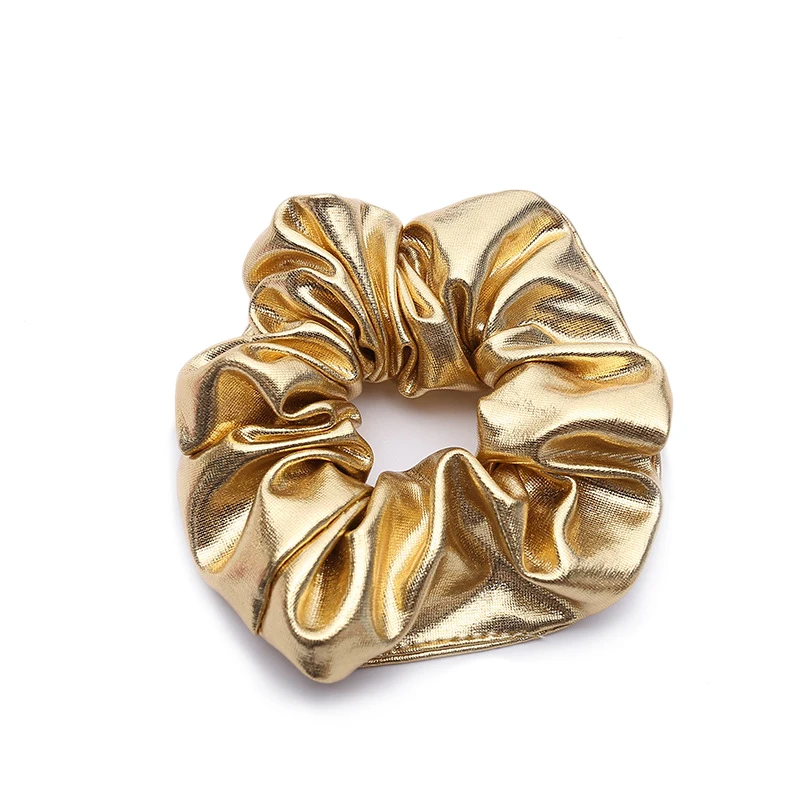 Резинки для волос женские эластичные завязки из искусственной кожи золотистые