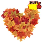 Осенние кленовые листья 100200 шт., искусственные шелковые листья, поделки, украшение для свадебной вечеринки, скрапбукинг, смешанные осенние искусственные цветы
