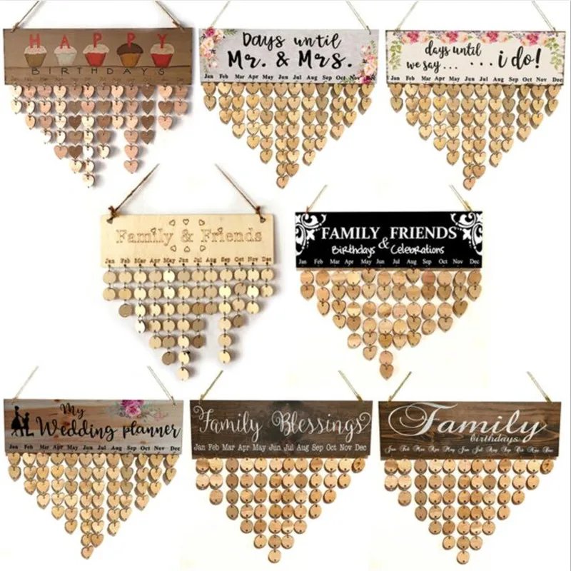 

Diy Wood Family and Friends Calendar Decoration Of Wedding Birthday Reminder Plate Hanging Pendent