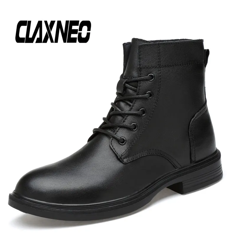 CLAXNEO мужские зимние ботинки с Плюшевым Мехом Теплые Мужские из натуральной кожи