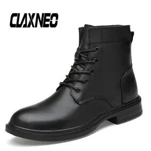 CLAXNEO мужские зимние ботинки с Плюшевым Мехом; Теплые зимние ботинки; Мужские ботинки из натуральной кожи; Высокая прогулочная обувь