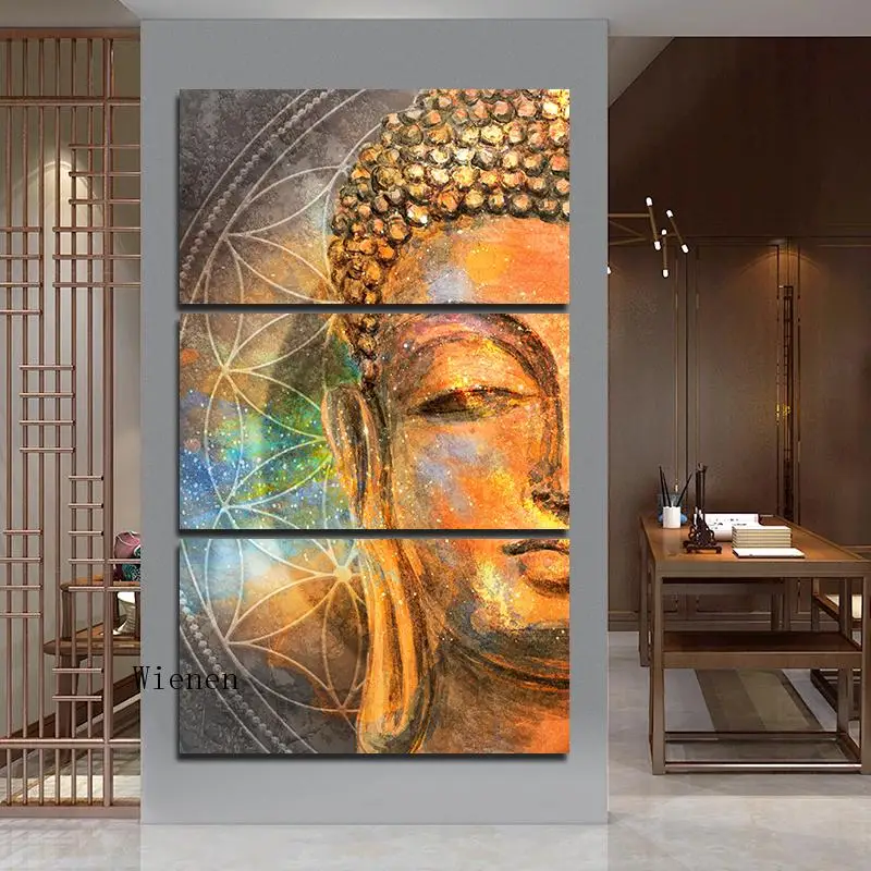 

Classical Golden Statue Wall Art Canvas Paintings Posters and Prints Buddha Pictures for Living Room Home Decor 3 Pieces