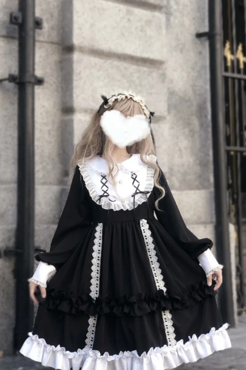 Solid Color Lolita Dress Big Skirt Op Long-Sleeved Dress New Style fairy dress tea party lolita dress sweet lolita doll
