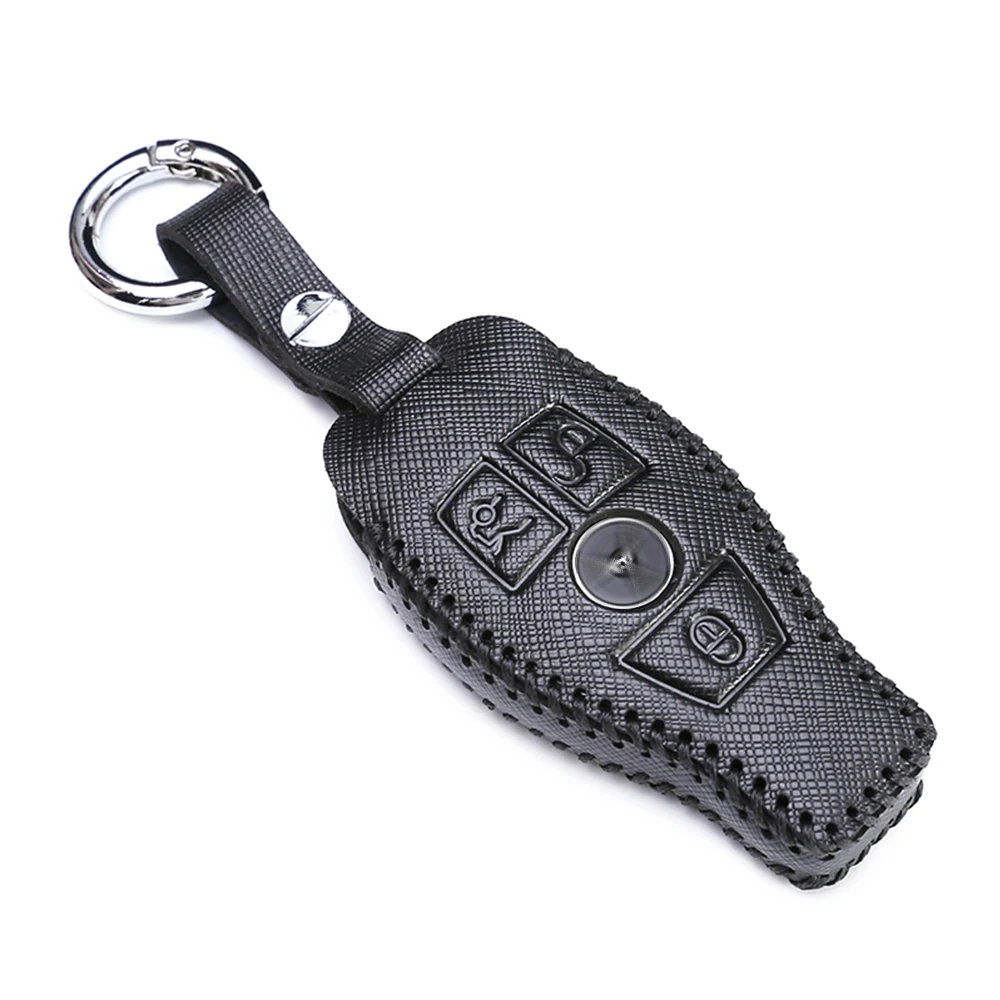 Genuine Leather Car Key Case Cover Keychain For Mercedes Benz W203 W210 W211 AMG W204 Remote Holder Accessories | Автомобили и