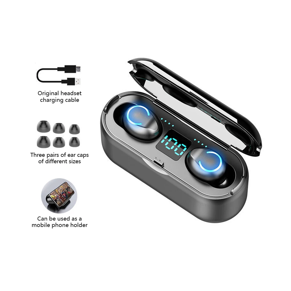 Беспроводная бинауральная мини гарнитура TWS Bluetooth 5 0 умный цифровой дисплей