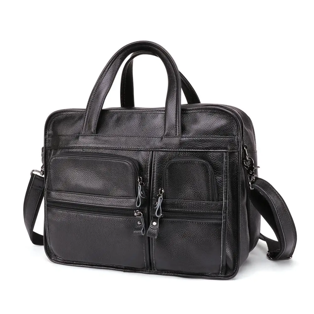 Large Men Genuine Leather Handbags Male Business Office Laptop Bag Men's Leather Travel Shoulder Bag Brand Design Messneger Bag