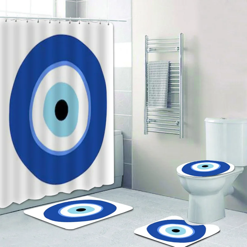 Занавеска для душа в стиле бохо синего цвета с изображением мандалы удачная