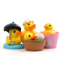 4pcsset kawaii little yellow duck pvc doll miniature toy micro landscape gardening decoraiton
