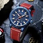 Мужские кварцевые часы Curren, деловые повседневные часы с кожаным ремешком