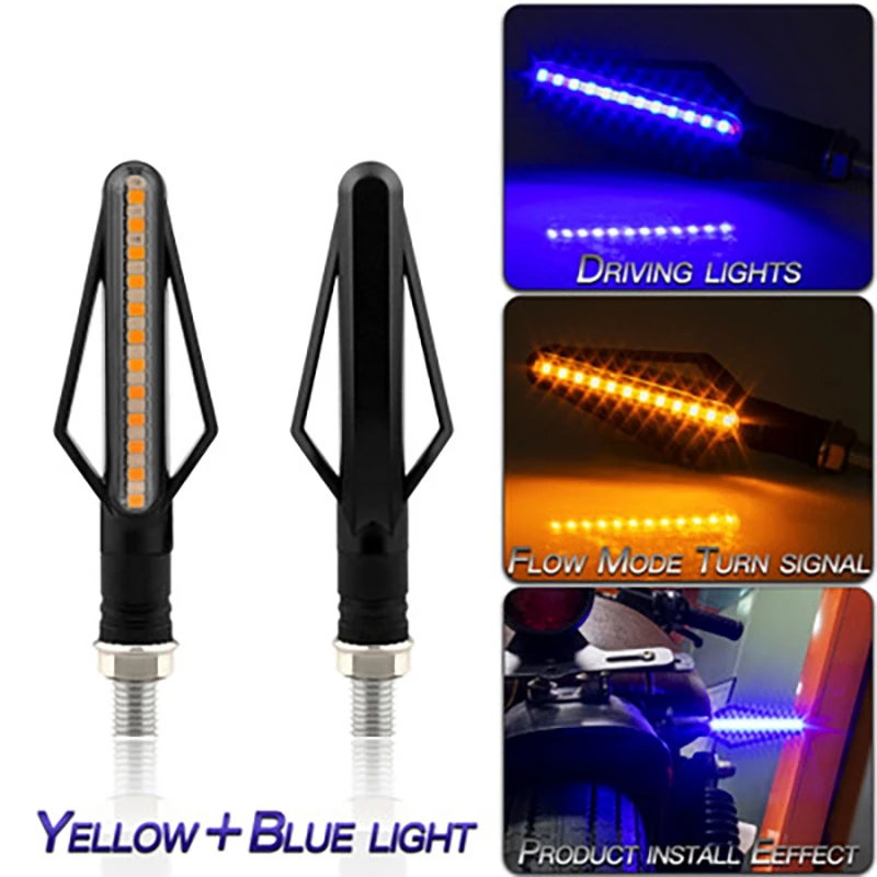 

Motorcycle 24 LEDs Double Color Water Flow Signal Light Steering Direction Arrow-Shaped Warning Lamp