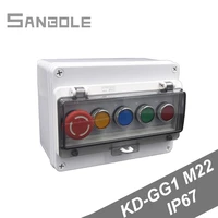 5 holes m22 waterproof ip67 push button switch with lamp outdoor box control distribution manual 10a screw installation