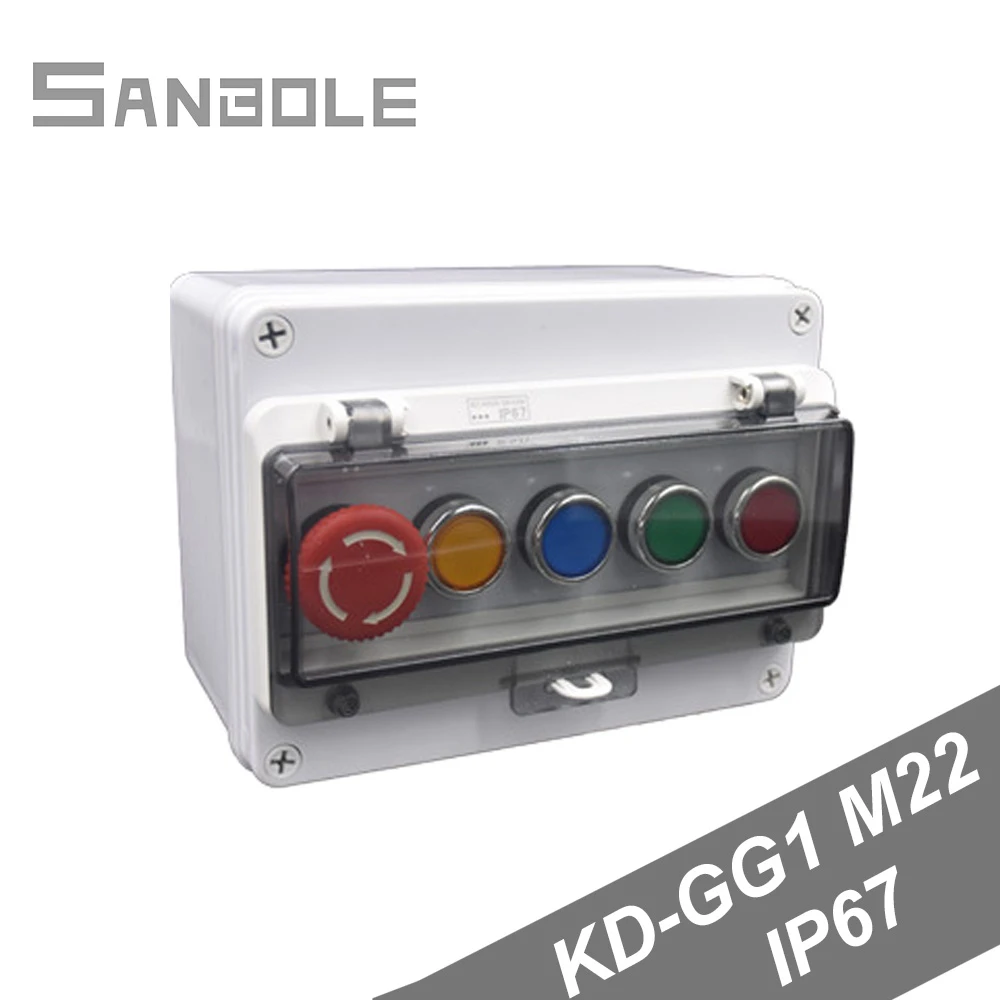 5 отверстий M22 водонепроницаемый IP67 кнопочный переключатель с лампой наружный