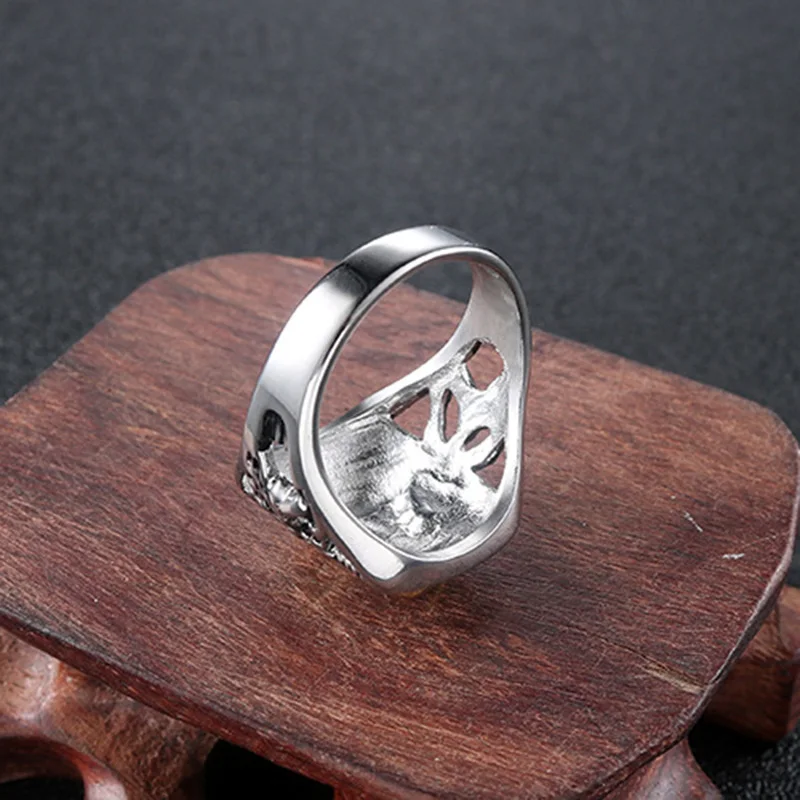 Мужское Винтажное кольцо Jing Jiang Золотое с головой из нержавеющей стали в стиле