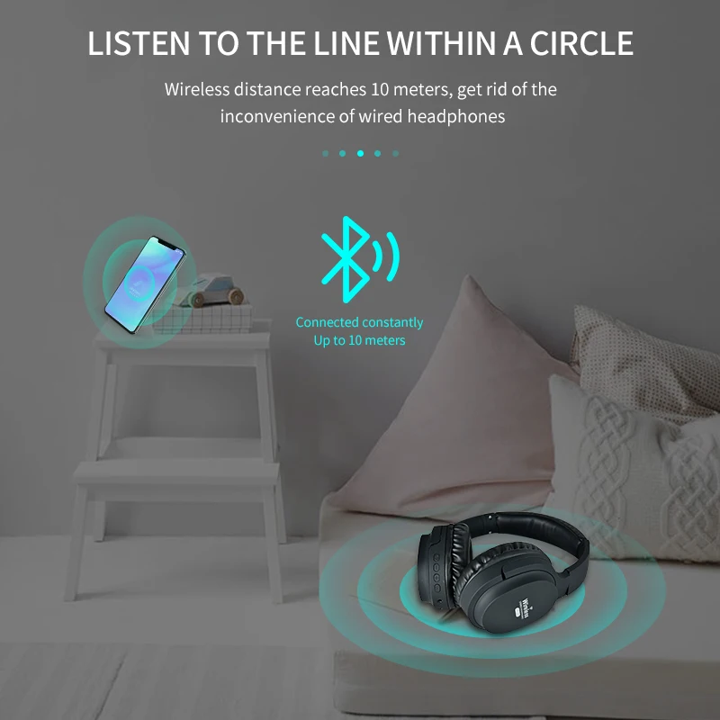 Беспроводная гарнитура Bluetooth 5 0 Складная с микрофоном HiFi Поддержка TF / FM