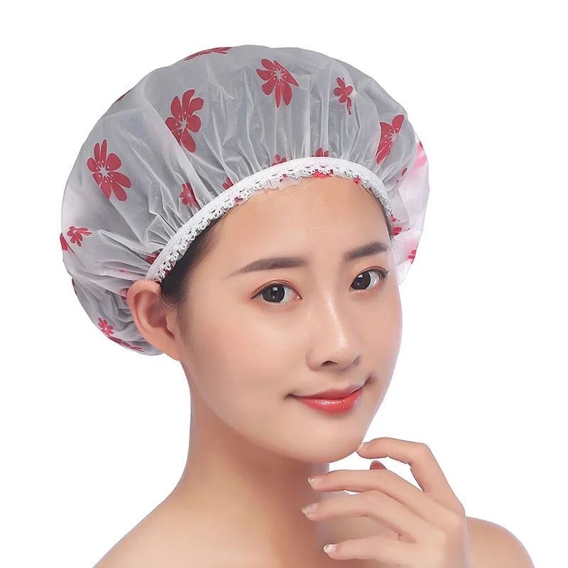

1PC Waterproof Thicken High Quality Wave Point Shower Cap Hair Salon Elastic For Women Bath Hat Hair Cap Bathroom Products