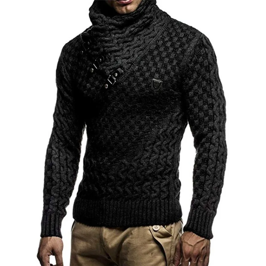 Мужской вязаный свитер однотонный винтажный джемпер Повседневный пуловер на