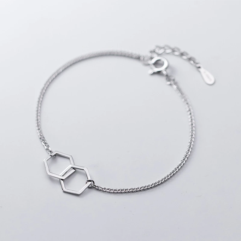 

S925 Sterling SilverColor Korean Fashion Double Geometry Loop Bracelet For Women Girls Lady Fashion Jewelry Gift