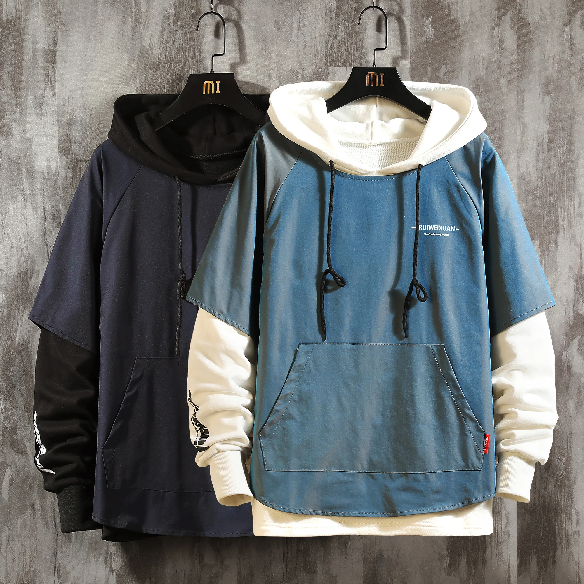 

2020 new hooded sportswear vest+Hoodie two-piece jacket men's jacket casual large Youthful vitality jackets for men High Quality