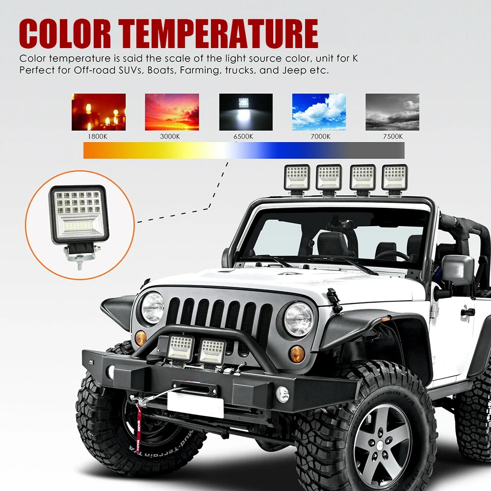 4 дюймовый светодиодный рабочий светильник 126 Вт фара заливающего света для