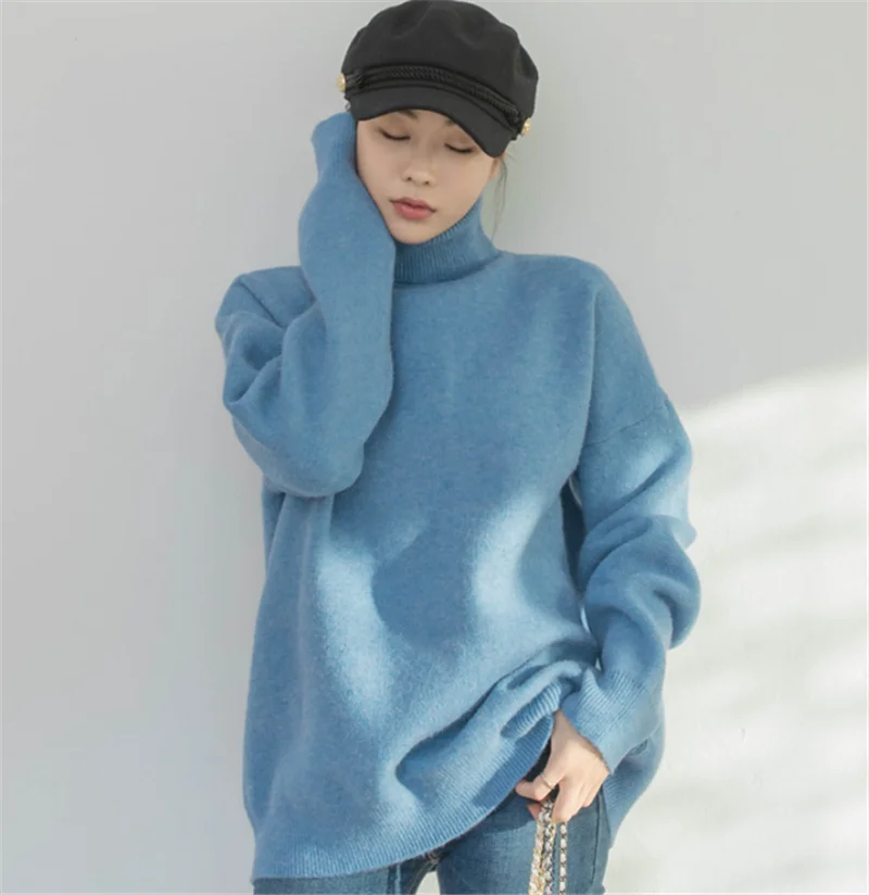 KINOMI осень зима свободные водолазки женские свитера пуловер корейский стиль