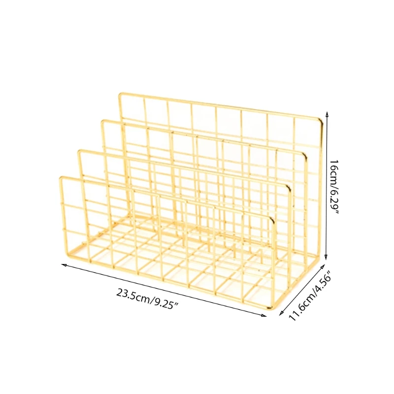 

Wrought Iron Grid Desktop Letter File Holder Office Desk Organizer File Sorter with 3 Compartments Drawer Collection Storage