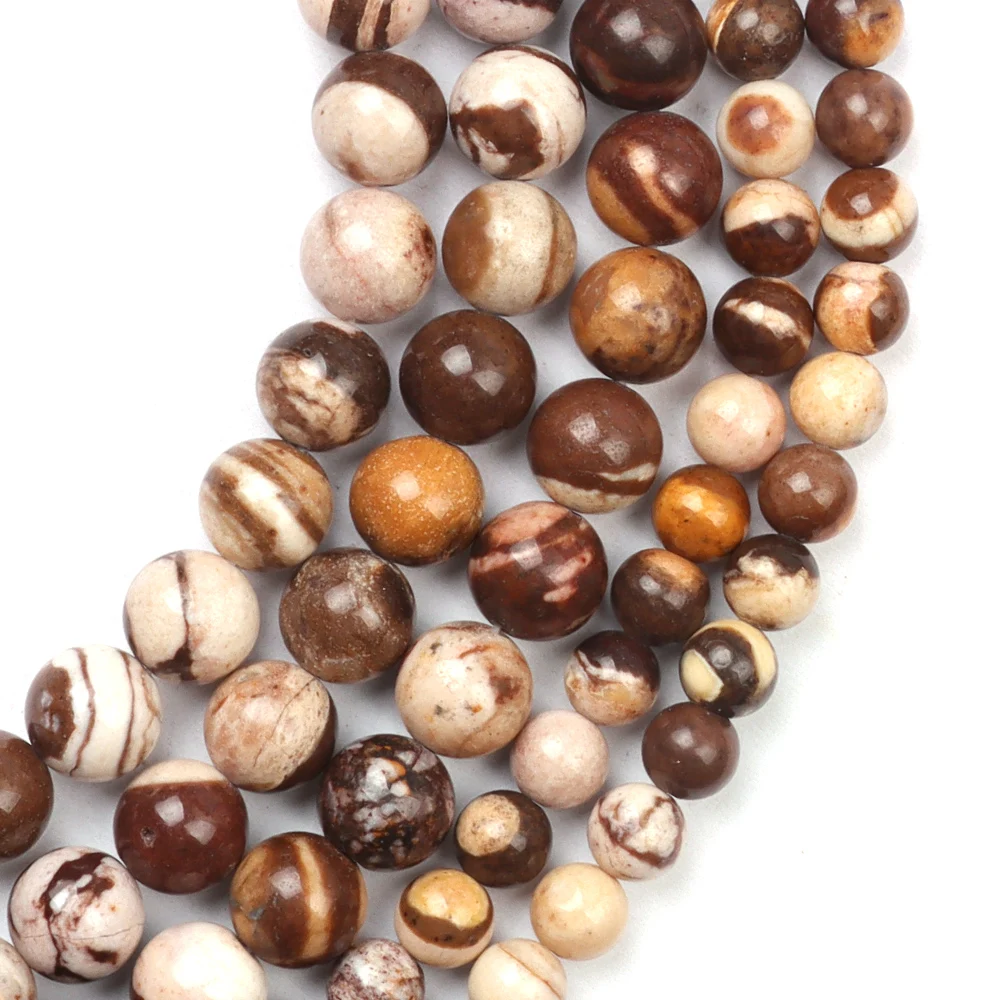 

Natural Round Stone Beads Smooth Loose Beads For DIY Bracelet Necklace Jewelry Making Natural Australian Zebra Stone Beads