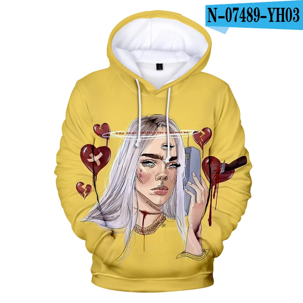 Коллекция 2019 года новейшие модели худи с объемным рисунком billie eilish модные
