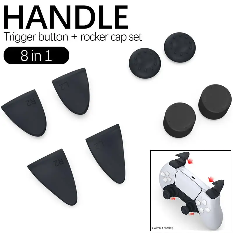 

Thumb Stick Grip Keycaps Joystick Cover 8 in 1, L2 R2 Buttons Trigger Extenders Thumbstick Grips Cap for PS5 Controller